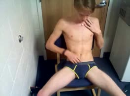 Blond gay guy in blue